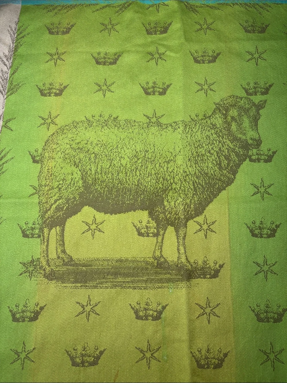 Tavern on the Green NYC French Jacquard Cotton Dish Towel Sheep Motif
